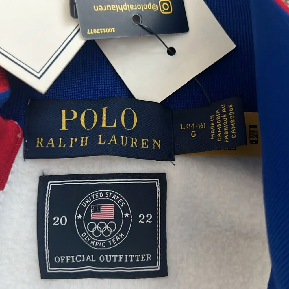 Polo Ralph Lauren US Olympic Team Sweater Fleece top Red White Blue Boys M L - Picture 5 of 10